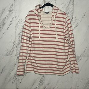 Natural Reflections Stripe Fisherman Nautical Hoodie Sweatshirt SZ M